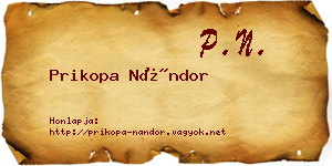 Prikopa Nándor névjegykártya